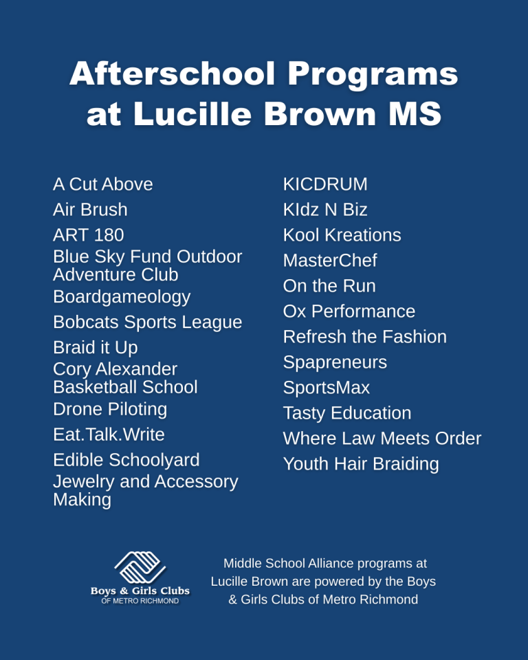 Lucille Brown Afterschool Programs Spring 2026