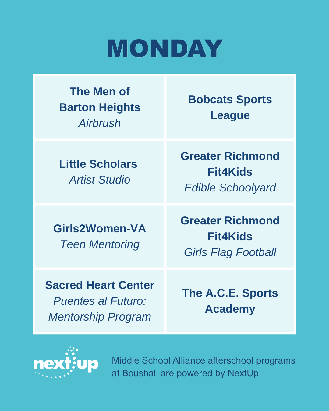 Boushall Middle School Afterschool Programs RPS NextUp YMCA 2
