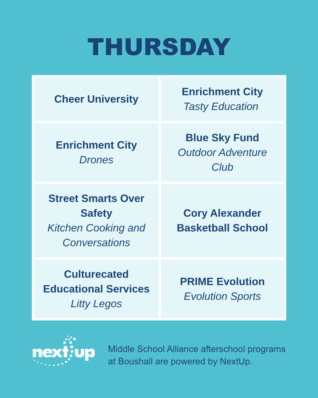 Boushall Middle School Afterschool Programs RPS NextUp YMCA 5