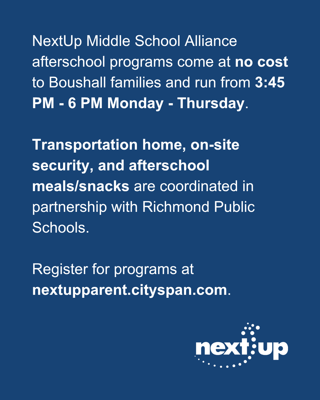 Boushall Middle School Afterschool Programs RPS NextUp YMCA 6